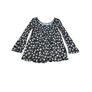 VTG 1990s In Charge black floral scoop neck babydoll top. Size M. Y2K.